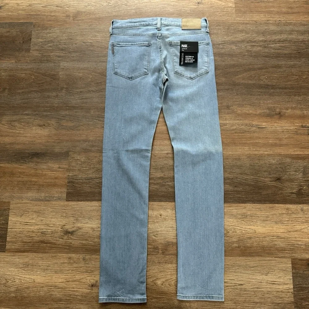 NWT‎ Paige Lennox Slim Transcend Denim Jeans Sz 28 Light Blue Wash
